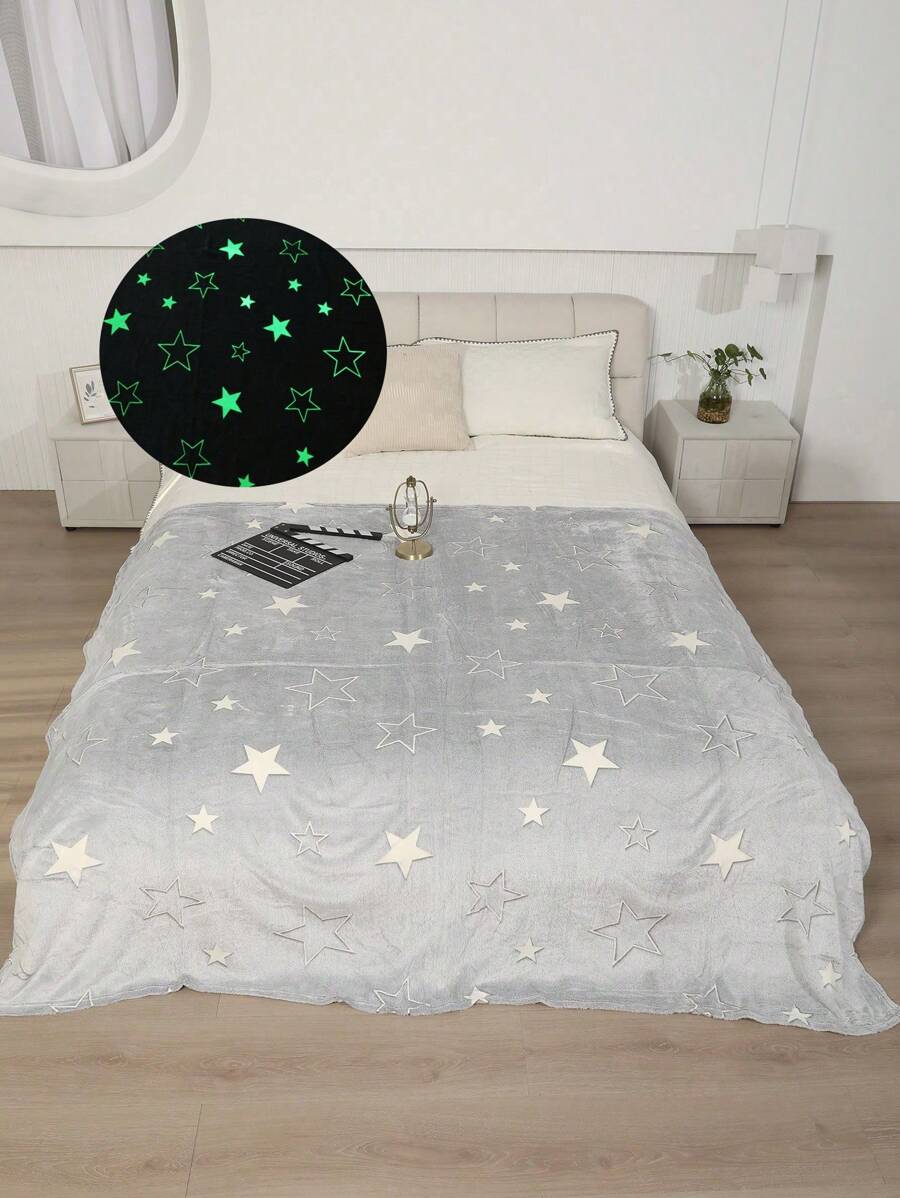 Blanket That Glows In The Dark Double Size Beautiful Models For Children - Gris plata/Estrellas - View 1