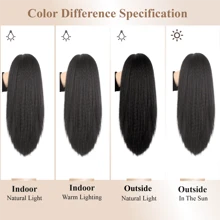 直類夾子馬尾延伸16吋毛織直髮夾片式高馬尾黑色合成自然髮延伸 - 黑色 - 查看 9