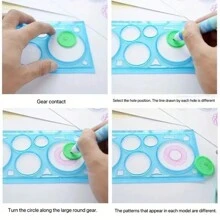1pc Random Pattern Kaleidoscope Multifunctional Ruler Template Straight Edge Drawing Tool Creative Puzzle Clear Universal Ruler Back To School