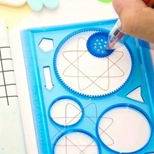 1pc Random Pattern Kaleidoscope Multifunctional Ruler Template Straight Edge Drawing Tool Creative Puzzle Clear Universal Ruler Back To School