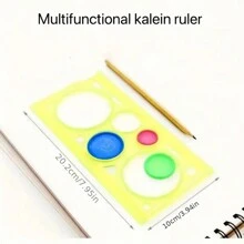 1pc Random Pattern Kaleidoscope Multifunctional Ruler Template Straight Edge Drawing Tool Creative Puzzle Clear Universal Ruler Back To School