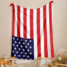 1 件印有美国国旗的柔软温暖毛绒毯，多用途，适用于沙发、床、办公室、露营、旅行 - 彩色 - 查看 6