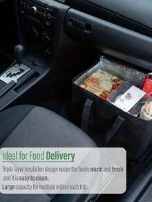 XL/Túi cách nhiệt cực lớn, giữ nóng/lạnh thực phẩm trong nhiều giờ - Túi tạp hóa có thể tái sử dụng, Túi làm mát mềm, Khóa kéo chắc chắn nhẹ, Túi giữ nhiệt không dệt cho bữa trưa, Túi tươi bằng nhôm, Hộp đựng thức ăn mang đi, Túi ăn trưa - màu đen - Xem 6