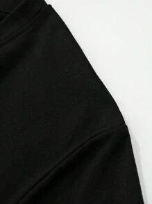 1pc Tween Girl Casual Printed Crewneck Pullover Short Sleeve T-Shirt, Summer, Student Youth Clothing - Black - View 3