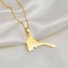 1pc Eritrea Map With City Name Pendant Necklaces Women Girls Silver Color/Gold Color Jewelry African Map Of Eritrean - Multicolor - View 3