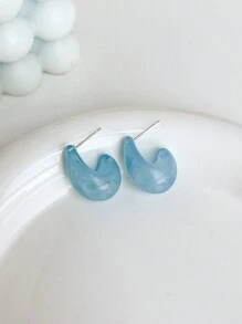 1 đôi Bông tai Hoop hình giọt nước kiểu dáng đơn giản hợp thời trang - Hoa tai - Xem 5