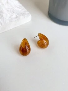 1 đôi Bông tai Hoop hình giọt nước kiểu dáng đơn giản hợp thời trang - Hoa tai - Xem 9