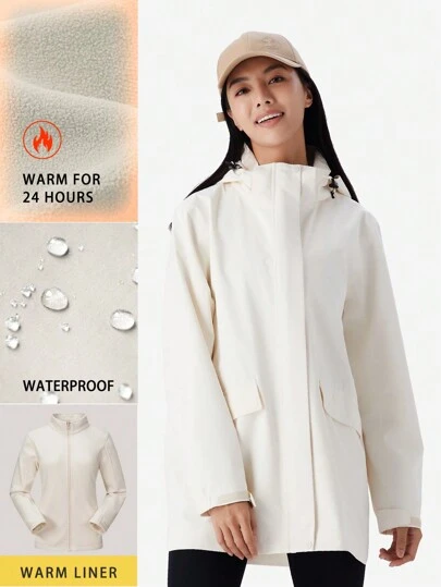 TECTOP Damska kurtka termiczna z podszewką na jesień/zimę, zapinana na zamek, 3 w 1, do uprawiania sportów na świeżym powietrzu i wędrówek