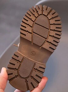 2024 Botas nuevas de primavera/otoño para niños y niñas, botas de piel para niños, botas acolchadas para bebés, estilo coreano - Beis - Ver 6