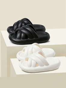 Dép đế dày đi ngoài trời mùa hè cho nữ, dùng ở nhà, đi tắm, cho các cặp đôi, thoải mái và nhẹ, có đủ kích cỡ cho nam - trắng - Xem 2