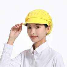 Simple And Breathable Dust-Proof Hat, Solid Color, Half Mesh, Short Brim, Pink And Blue, Multi-Color, One Size Fits All, Elastic Hat Ring, Suitable For Men And Women, Factory Cafeteria Anti Fouling Hat