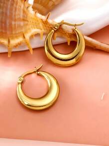 女士金环耳环，24K 环防过敏小金环耳环套装，适合女士和女孩，轻巧小耳钉穿孔珠宝礼物，不锈钢，锆石