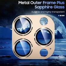 1 包金属相机镜头保护膜玻璃适用于 15 14 11 Pro Max 13 12 Mini Capa 适用于 15 14 Plus 全覆盖镜头相机玻璃礼物适合生日、家人、朋友合金金属带钢化玻璃全覆盖、镜头保护膜、手机配件 - 金色 - 查看 4