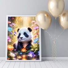 1pc DIY Oil Painting By Numbers Panda Animal Paint Kit For Adults Cartoon Coloring By Numbers Picture For Living Room Home Decoration - Redwood - View 1
