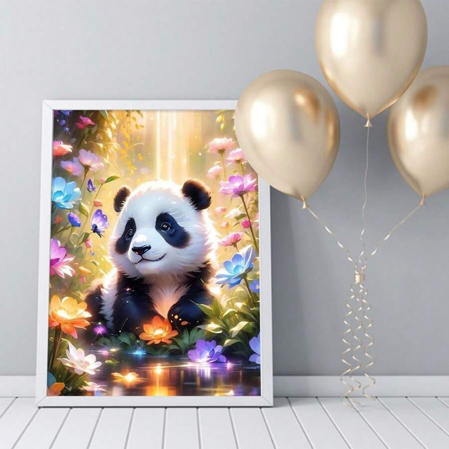 1pc DIY Oil Painting By Numbers Panda Animal Paint Kit For Adults Cartoon Coloring By Numbers Picture For Living Room Home Decoration - Redwood - View 1