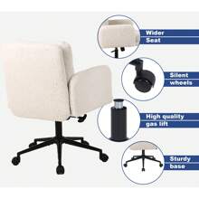 Office Chairs For Home, Faux Cashmere Desk Chair With Adjustable Height, Comfortable Computer Chair Bedroom Chair Makeup Chair, Furniture - 米色 - 查看 7