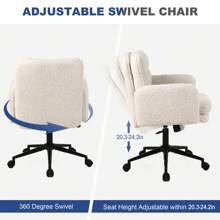 Office Chairs For Home, Faux Cashmere Desk Chair With Adjustable Height, Comfortable Computer Chair Bedroom Chair Makeup Chair, Furniture - 米色 - 查看 6