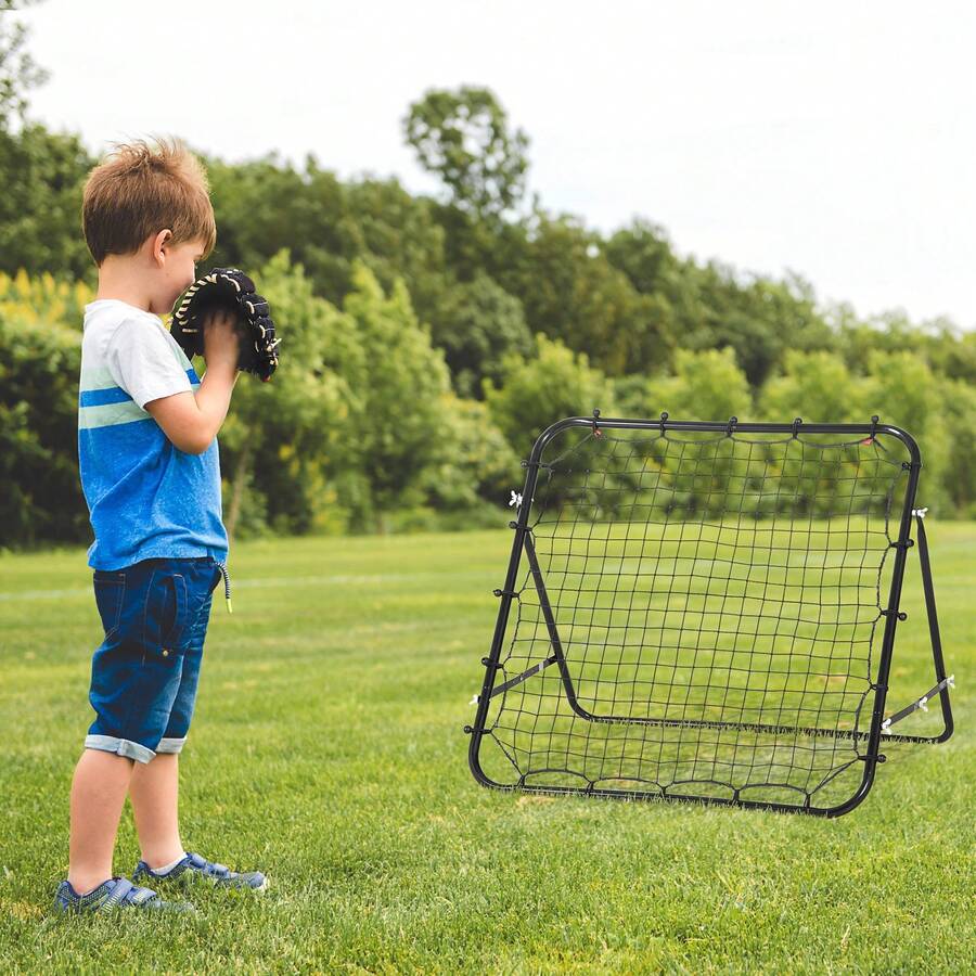 HOMCOM Rebounder Net Practise Kickback Target Goal Play Teens Adults Softball Training Aid - Black - View 1