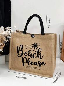 1个沙滩字母亚麻手提袋，个性化伴娘礼品袋，旅行收纳袋，大容量旅行化妆包：户外美妆的完美之选！适合婚礼、生日、海滩和假期，是馈赠亲朋好友的绝佳礼物。 - 卡其色 - 查看 11