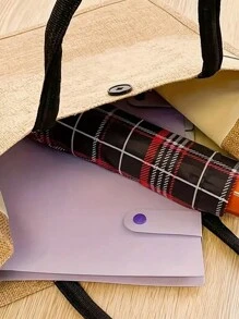 1个沙滩字母亚麻手提袋，个性化伴娘礼品袋，旅行收纳袋，大容量旅行化妆包：户外美妆的完美之选！适合婚礼、生日、海滩和假期，是馈赠亲朋好友的绝佳礼物。 - 卡其色 - 查看 9