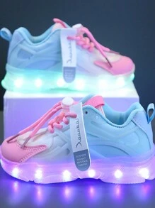 GUANGLAN USB充電式LED光鞋閃光兒童鞋，小童大童男女鬼冬日常運動鞋，春秋皮革鞋帶鞋燈，街舞鞋嬰兒鞋夜跑燈