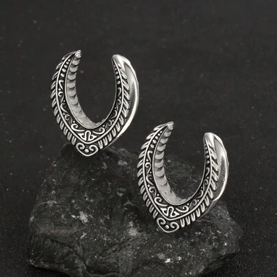 2入組復古馬鞍耳隧道穴針，316不鏽鋼擴張器尺寸，穿刺身體飾品時尚