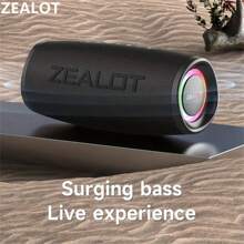 ZEALOT S56 40W 强力户外便携式低音炮无线扬声器，Hi-Fi 音质，RGB 灯，TWS 双显示屏，12 小时播放时间，大声成像，响亮低音。充电线，连接到手机/平板电脑/电视。 - 彩色 - 查看 2