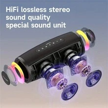 ZEALOT S56 40W 强力户外便携式低音炮无线扬声器，Hi-Fi 音质，RGB 灯，TWS 双显示屏，12 小时播放时间，大声成像，响亮低音。充电线，连接到手机/平板电脑/电视。 - 彩色 - 查看 5