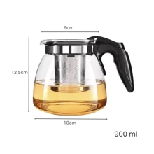 DuVlo Heat Resistant Glass Teapot And Stainless Steel Filter - Black and White - View 4