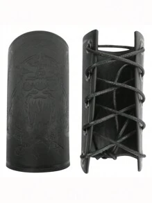 1 peça de acessórios para fantasias medievais, pulseiras, adereços para palco renascentista, alças, mangas de couro, acessórios para dramatização, Natal, Halloween - A - Ver 8