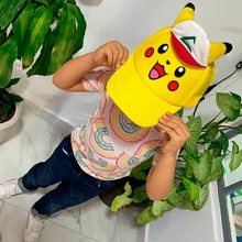 Gorra Pikachuu 3D para Niños y Niñas Personaje Dibujos Animados Pokemonn Caricatura Video Juegos Sombreros Transpirables Para El Sol De Malla Gorros Infantiles, Hombre y Mujer - Amarillo - Ver 5