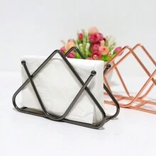 1pc Modern Style Iron Standing Triangle Tissue Holder With V-Shaped Base, Electroplated, Suitable For Gathering Home And Tabletop Tissue Storage - One Size - View 6