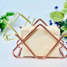 1pc Modern Style Iron Standing Triangle Tissue Holder With V-Shaped Base, Electroplated, Suitable For Gathering Home And Tabletop Tissue Storage - One Size - View 4