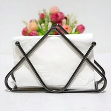 1pc Modern Style Iron Standing Triangle Tissue Holder With V-Shaped Base, Electroplated, Suitable For Gathering Home And Tabletop Tissue Storage - One Size - View 7