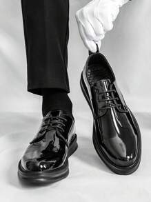 New Men's Dress Shoes, Solid Color, Fashionable, Suitable For Weddings, Banquets, And Casual Wear, Fashionable And Versatile, Non-Slip, Wear-Resistant, Patent Leather Loafers, White Shoes