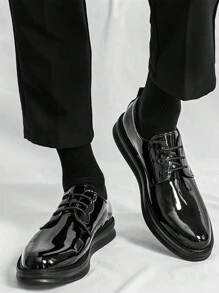 New Men's Dress Shoes, Solid Color, Fashionable, Suitable For Weddings, Banquets, And Casual Wear, Fashionable And Versatile, Non-Slip, Wear-Resistant, Patent Leather Loafers, White Shoes