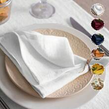 2/6/12pcs French Rustic Style Linen Fabric Simple And Skin-Friendly Absorbent Tablecloth For Hotel, Restaurant, Home, Banquet, Holiday Party Decoration, Including Tablecloth, Coasters And Napkins