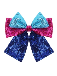 1pc Large Shiny Colorful Sequin Bow Hair Clip, Cute Princess Sweet Hair Accessory For Kids, Suitable For Party Wear - 彩色 - 查看 14