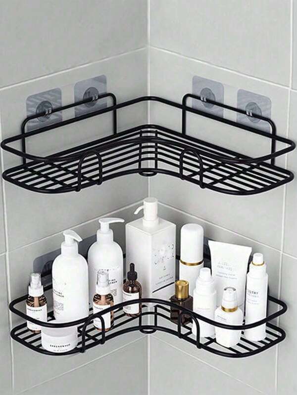 1pc Bathroom Shelf, Shower Caddy Rack, Bathroom Kitchen No Punching Triangle Storage Rack,Punch-Free Bathroom Storage Rack