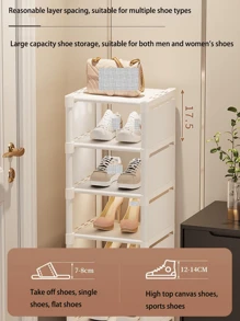 Zapatero vertical de 8 niveles para 8 pares de zapatos, zapatero para armarios, pasillos, esquinas, espacios reducidos, zapatero alto y estrecho, zapatero para guardar zapatos - Blanco - Ver 4