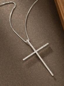 1 件高级奢华女士大号吊坠项链不锈钢适合日常佩戴休闲派对 - 銀色 - 查看 2