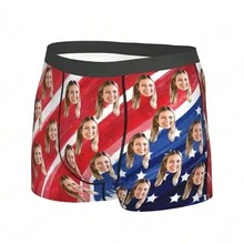 定制男士趣味内裤，印有妻子肖像的个性化照片平角内裤，送给男朋友或丈夫的有趣礼物 - 黑色 - 查看 13