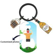 1pc Custom Metal Keychain With Beer Bottle Opener Function, Stainless Steel Material, Can Be Personalized With Text And Photo, Great Gift For Father Or Beer Lover Friend Gifts Birthday Graduation - Black - View 3