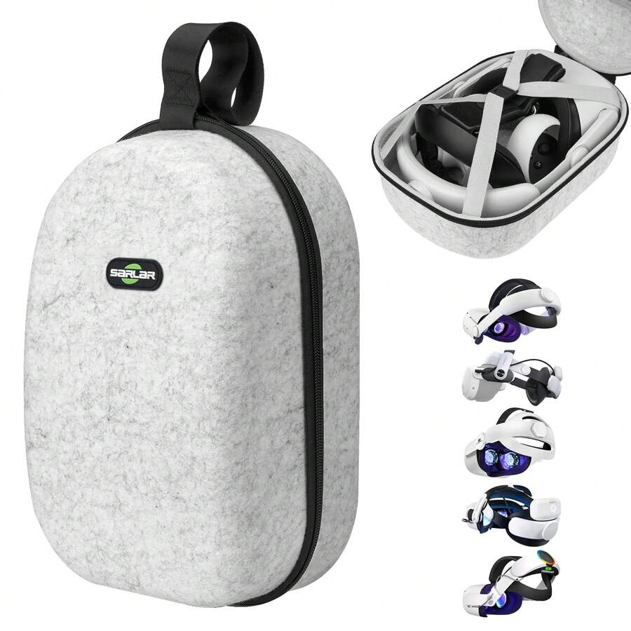 Large Hard Carrying Case Compatible With Oculus Meta Quest 2/Quest 3 And KIWI Design, BOBOVR M2/M3 Pro, SUPERUS, Saqico, Bioherm, DESTEK QH3, VZNEK And All Third Party Head Strap With Battery - Grey - View 1