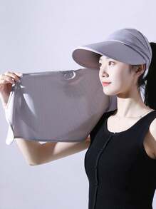 1 件多功能遮阳透气面罩速干帽，女士夏季骑行电动自行车太阳帽，面罩冰丝面罩，可拆卸面纱户外太阳帽，防紫外线大帽檐镂空太阳帽滑雪面罩