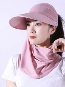 1 件多功能遮阳透气面罩速干帽，女士夏季骑行电动自行车太阳帽，面罩冰丝面罩，可拆卸面纱户外太阳帽，防紫外线大帽檐镂空太阳帽滑雪面罩