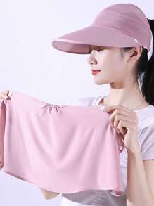 1 件多功能遮阳透气面罩速干帽，女士夏季骑行电动自行车太阳帽，面罩冰丝面罩，可拆卸面纱户外太阳帽，防紫外线大帽檐镂空太阳帽滑雪面罩