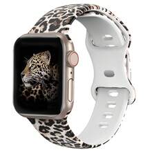 花卉表带兼容 Apple Watch 表带 40 毫米 38 毫米 41 毫米 42 毫米 44 毫米 45 毫米 49 毫米 柔软硅胶不褪色可爱图案印花替换表带腕带兼容 Apple Watch 系列 SE 9 8 7 6 5 4 3 2 1 兼容 AirPods 表壳柔软硅胶保护壳可爱兼容 Airpods 2 和 1 适合女性带钥匙扣正面 LED 可见豹纹猎豹 - 棕色 - 查看 5