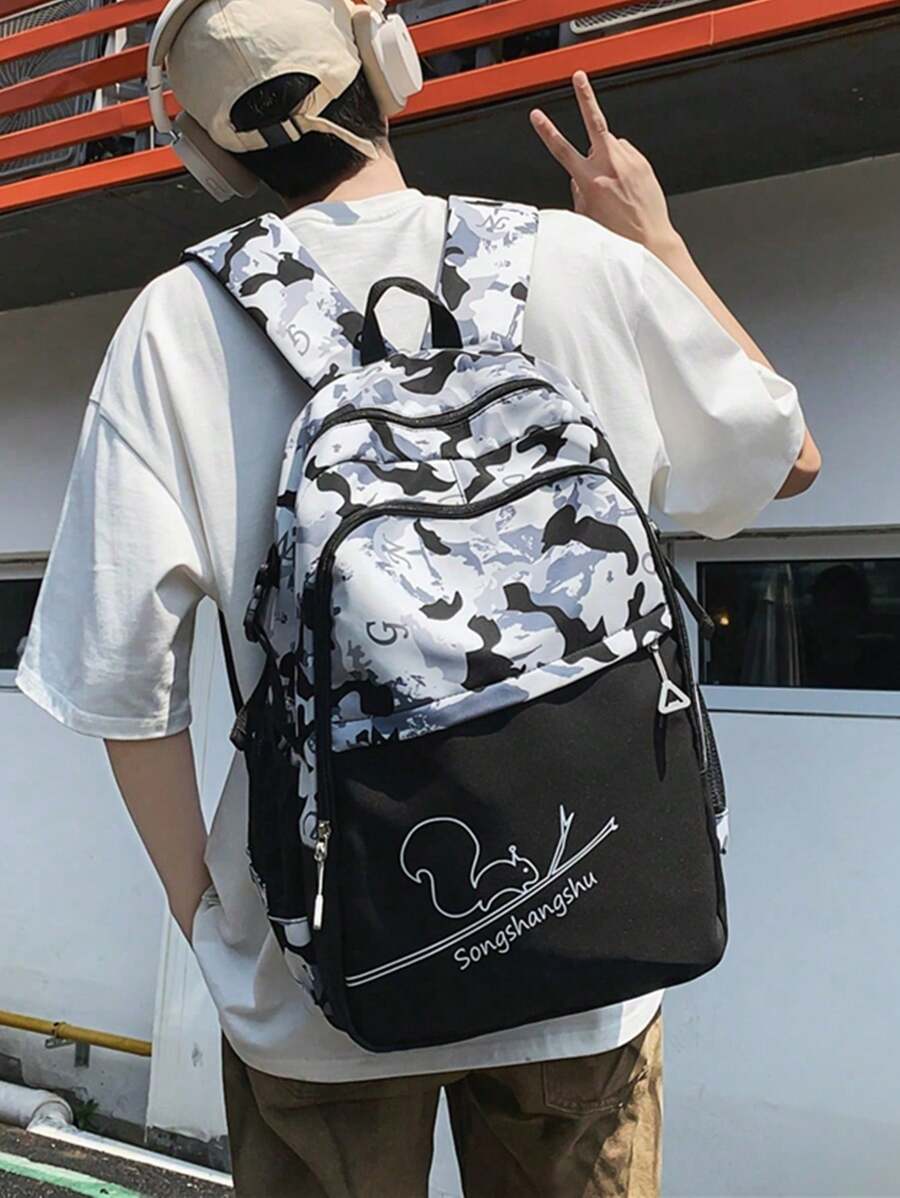 Black School Backpack For Teenage Boys, High School Student Backpack Back To School Students Commute Book Bag Large Capacity School Bag For Books - Grey - View 1