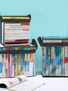 1 Pc PVC Transparent Book Storage Bag   Square Versatile Lightweight Books Storage Handbag   Storage Zipper Bag,Foldable Clear Storage Box, Portable Book Box Container, Student Classroom Books Stationery Storage Box, Transparent Home Finishing Box, Portable Large Capacity Storage Bag, With Handle, Organizer Supplies For Home School Office,Suitable For Home Daily Storage And Toy Storage, Can Be Applied For Storing Books, Building Blocks, Plush Toys, Clothes, Bulky Dolls, Handicrafts And More. - Black - View 6